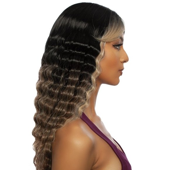 RCTD206 Brenna Mane Concept Lace Front Wig HD Transparent Curly Hair Bangs Crimp - Picture 3 of 5